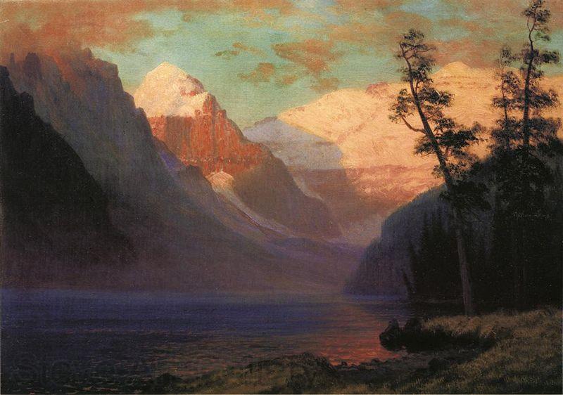 Albert Bierstadt Evening Glow at Lake Louise, Rocky Mountains, Canada